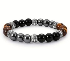 BRACCIALE UOMO  PIETRE DURE ARGENTO INDIANO