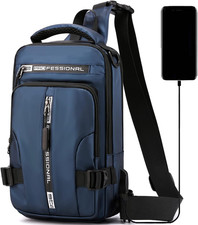 - Zaino Monospalla Uomo Porta Tablet Zainetto Borsello a Tracolla Regolabile Con