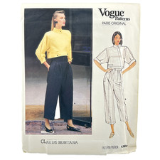 Top e pantaloni Vogue Paris originale modello Claude Montana 1382 non tagliati FF taglia 14