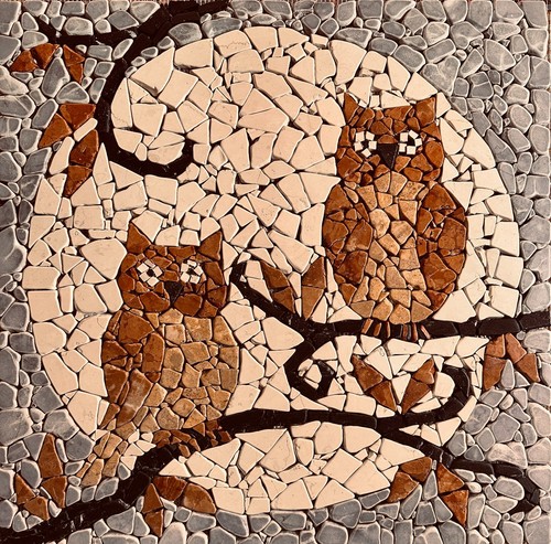 Gufi rosone mosaico - gufi,