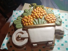 Meravigliosa Formella Grande Antica con cariola e fiori gialli Thun.Fuori produz