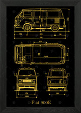 Fiat 900E Blueprint van Framed