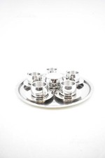 Vassoio Tondo Unic Mann 18/10 5 Tazzine Caffè Con Zuccheriera