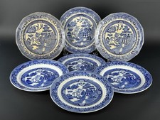 7 Antichi Piatti In Ceramica Con Decorazione “Willow” Epoca Fine XIX Sec.