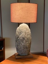 Lampada abat jour in sasso e legno