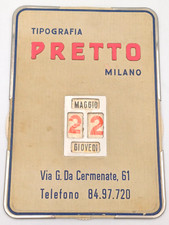 TIPOGRAFIA PRETTO MILANO CALENDARIO PERPETUO CARTONATO ANNI '50/60