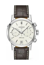 Longines 1832 Automatico Cronografo Beige Quadrante Orologio Da Uomo IN Pelle