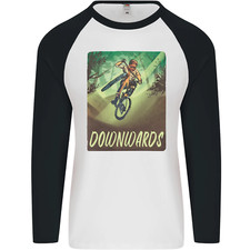 Downhill Mountain Biking DH Cycling Bicycle Mens L/S Baseball T-Shirt