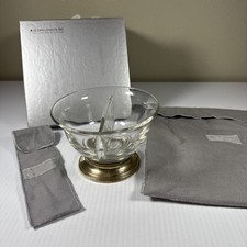 Georg Jensen (R Blackington Co) ciotola in vetro diviso in argento sterling con scatola e panno