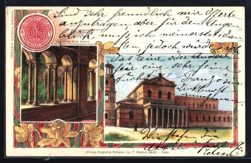 Litografia roma basilica di - roma,,