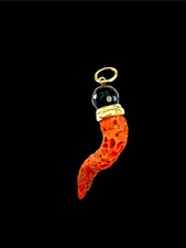 Collana corno corallo - corno, in
