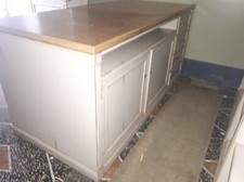 bancone negozio laccato tortora top in legno  1,30 x 46,80 