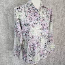 Camicia di raso 38 M blusa blu ghiaccio raso elegante camicetta da lavoro colorata 