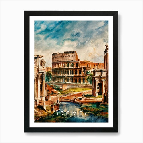 Quadro acquerello città - acquerello, roma