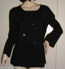 MAGLIA BLUSA DONNA NERO PAILLETTES TAGLIA L LEGGI LE MISURE TAGLIE FORTI