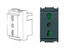 VIMAR 16203 BIPRESA SECURY STANDARD ITA 2 P + T 16 A P17/11 GRIGIO SERIE IDEA