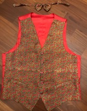 GILET UOMO 100% SETA FANTASIA CON PAPILLON COME NUOVO TAGLIA 50-52 SARTORIALE