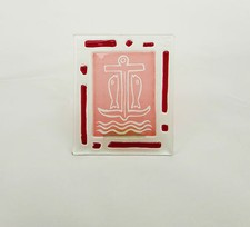 Bomboniera in vetro,Croce,Ancora,pesci,Battesimo,Comunione.Made in Italy