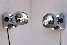 TRONCONI Coppia Lampade Tavolo/Parete Eyeball Mod. TOBY Cromate Space Age 1970