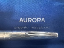🔴 AURORA penna stilografica ARGENTO MASSICCIO 925 pennino ORO M Riserva magica