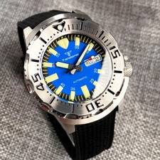 Orologio Uomo 42mm Tandorio 200M Diver AR Cristallo Zaffiro Mostro Quadrante Giallo NH36A