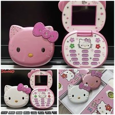 Telefono cellulare Hello Kitty flip rosa bianco fotocamera cellulare scheda SIM Y2K regalo di Natale