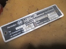 ALFA ROMEO Alfasud - Placchetta identificativa in metallo - Ricambio usato