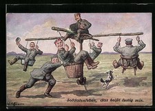 Cartolina d'artista pubblicitaria Hoffmann: Vita da soldato, cioè essere divertente 