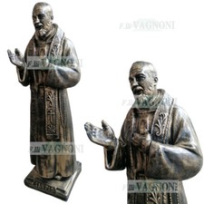STATUA SACRA DI SAN PADRE PIO DA PIETRALCINA CM 115 IN CEMENTO BRONZO PER CHIESA