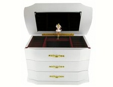 CARILLON MECCANICO BAULE PORTAGIOIE BIANCO con BALLERINA MELODIA PER ELISA 25120