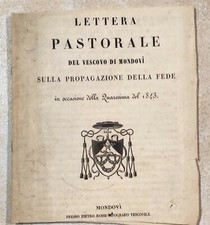 1843 LETTERA PASTORALE VESCOVO MONDOVÌ GIOVANNI TOMMASO GHIRALDI