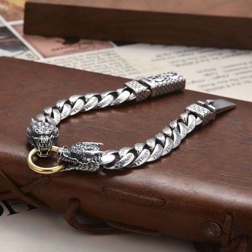 Bracciale drago argento antico - bracciale,