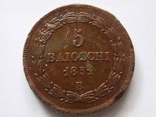 5 Baiocchi 1851 anno VI Zecca