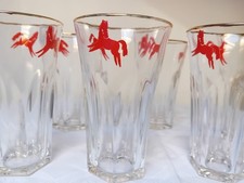 bicchieri 6 cavallino rosso brandy pubblicitari vintage nuovi.