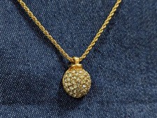 Collana Grosse Tono Oro Catena Corda Swarovski Cristallo Sfera Pendente Vinta...