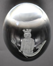 Calzacarte vintage vetro cristallo Ekenas uovo sirena sirena merman - Svezia