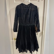 Abito donna nero pizzo collo