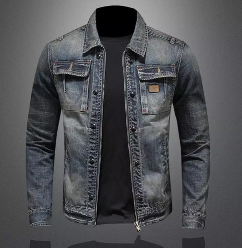 Giacca jeans uomo blu denim