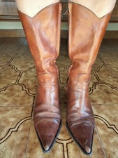 STIVALE DONNA MADE ITALY USATO VERA PELLE  37 TACCO MEDIO 6CM GINOCCHIO SCARPA 