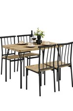 Yaheetech Tavolo da Pranzo con 4 Sedie Industriale Set 5 Pezzi