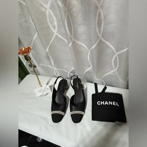 Scarpe chanel nere slingback - scarpe,