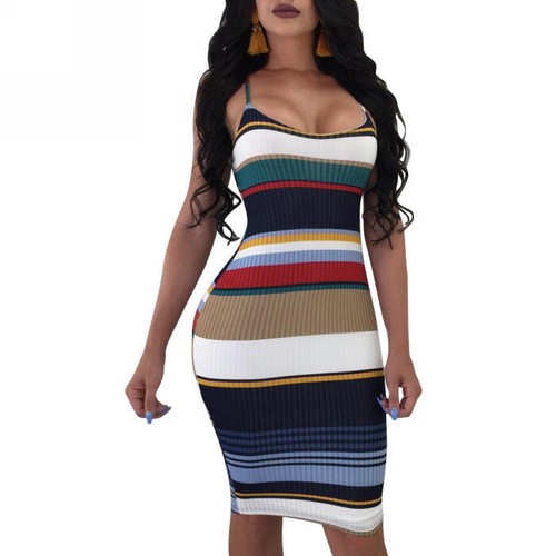 Abito righe multicolore - abito,