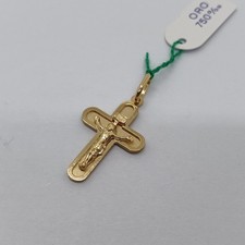 CIONDOLO CROCIFISSO - CROCE SACRA IN ORO GIALLO 18KT 750 1,3 GRAMMI (8074)