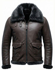 Giubbotto uomo bomber pelle vintage pelle marrone ecopelliccia aviatore invernale