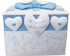 Cesto Personalizzato Baule Nascita Ricamone  Personalizzato Ricamato Made Italy