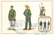 13-3D) 4 CARTOLINE STORIA GUARDIA FINANZA DIVISE NEL TEMPO ROVIGO FILATELICO