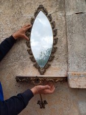 Consolle retrò: specchio d'epoca in ottone e marmo rosa portogallo