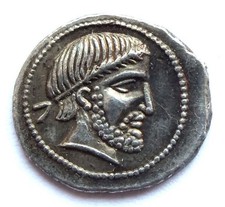 Etruschi, 4. Secolo a.C., emidracma unilaterale, ristampa precisa, peltro (Sn)