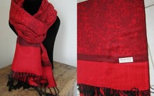 Sciarpa Pashmina Lana & Seta Frangia Stola Scialle Sciarpa Uomo/Donna Nuovo