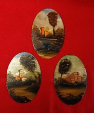 TRE DIPINTI SU FOGLIA DI RAME - CASTELLI  ITALIANI - EPOCA 900-703